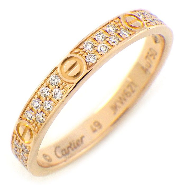 カルティエ Cartier リング ラブ ミニモデル パヴェ B4218149 フル サークル ダイヤモンド K18PG 9号 | 49 箱 保付き