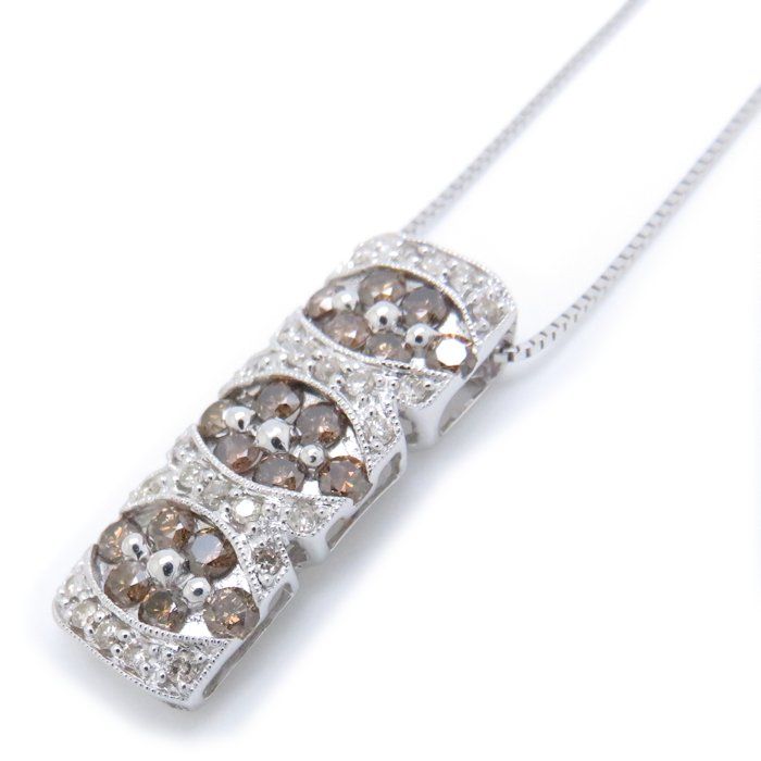 ダイヤモンド ネックレス ブラウンダイヤモンド1.00ct K18WG ホワイト 