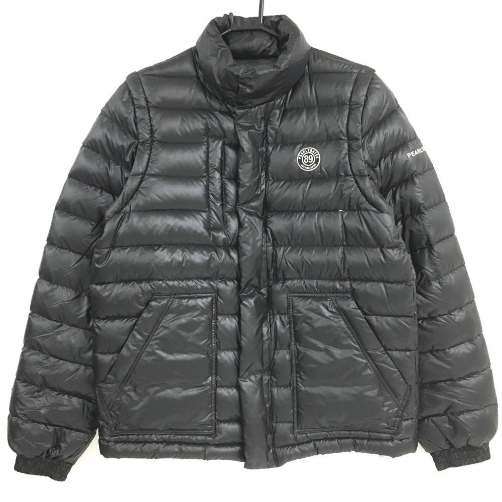 【美品】パーリーゲイツ 2WAYダウンジャケット 黒×白 ダウン88％ 袖着脱可 メンズ L ゴルフウェア PEARLY GATES
