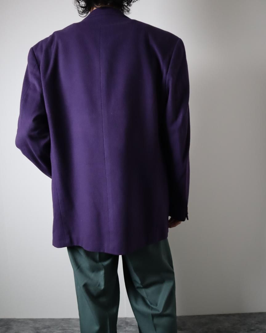 【Vintage】カシミヤ×ウール 肉厚 フェルト テーラードジャケット 紫