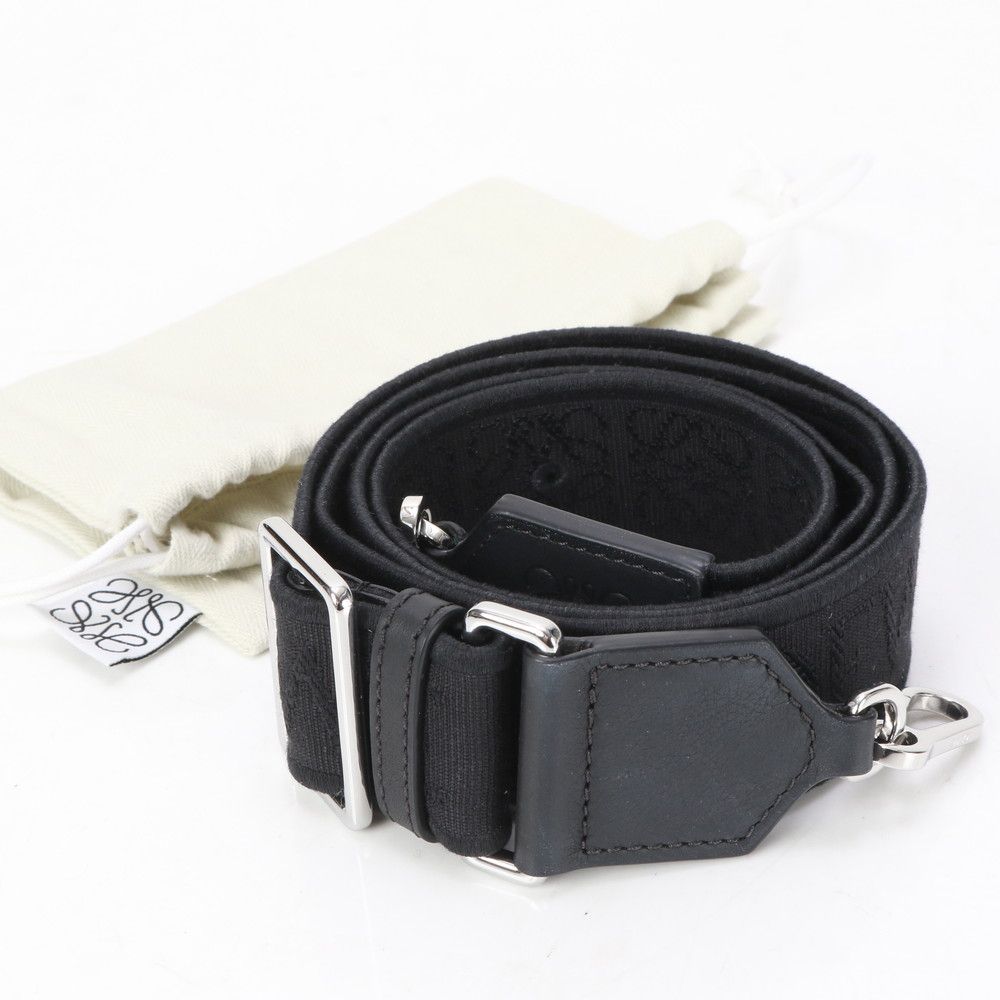 極美品 ロエベ アナグラム レザー×キャンバス ショルダーストラップ  