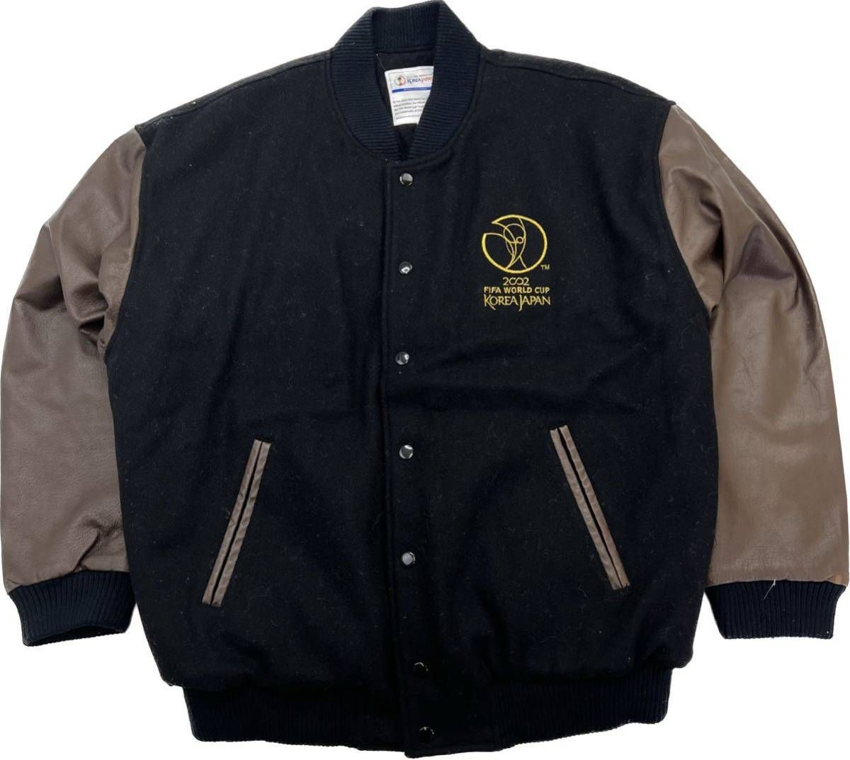 2002 FIFA ☆ KOREA JAPAN スタジャン 袖革 スタジアムジャンパー  