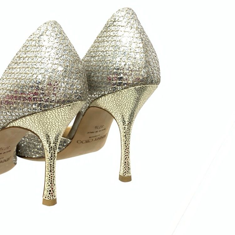 JIMMY CHOO ジミーチュウ グリッター パンプス シルバー