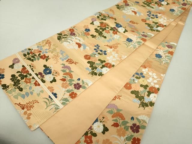 平和屋着物○六通柄袋帯 スリーシーズン帯 春 夏 秋 海老 金