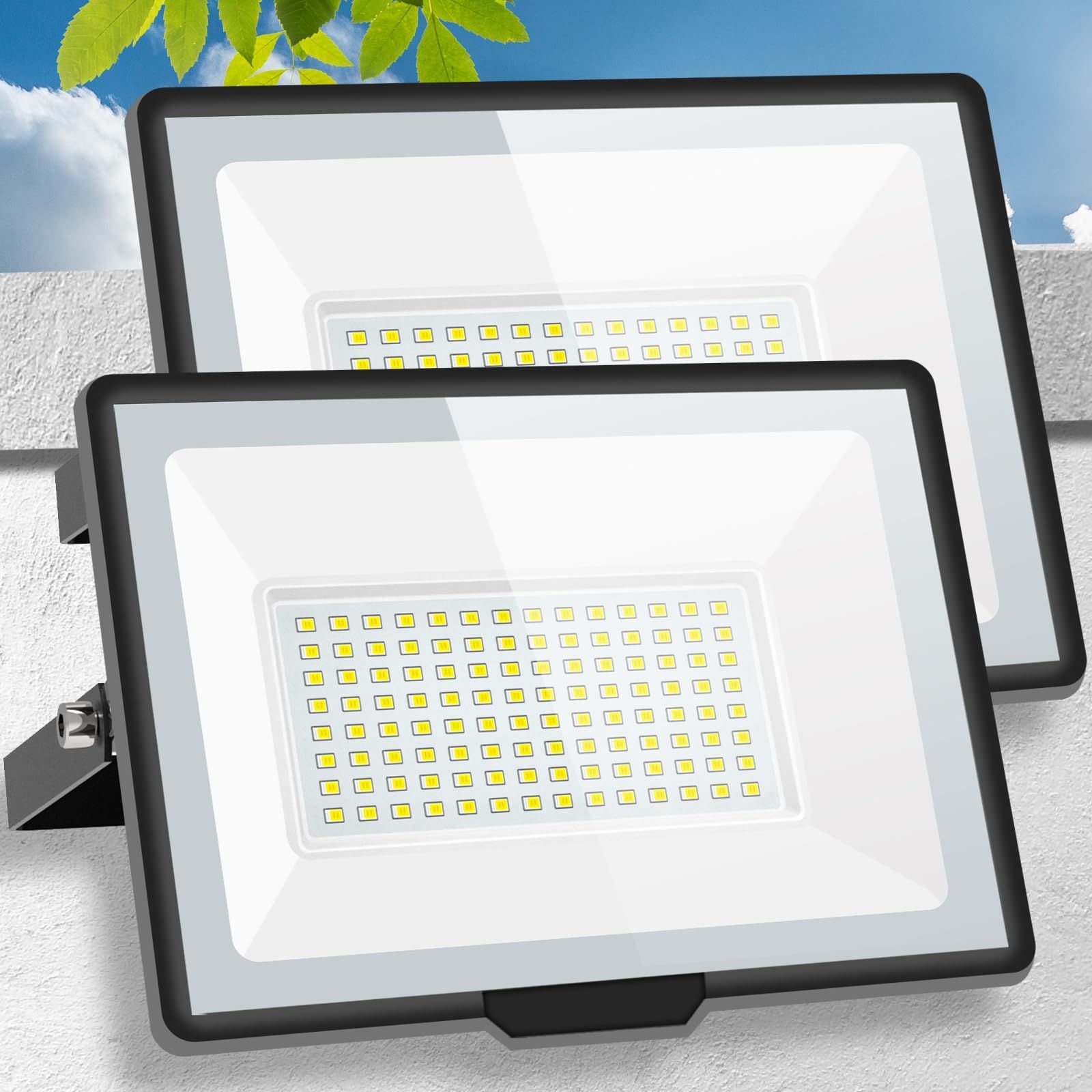 超軽量 超薄型 MORSEN led投光器 150W 投光器 20000LM 投光器屋外 100v 灯光器 作業灯 外灯 工事用ライト ledライト 高輝度 昼光色 6500K 豪雨|豪雪対応 屋外 照明 看板灯 led作業灯 外灯 作業用 工事用 2