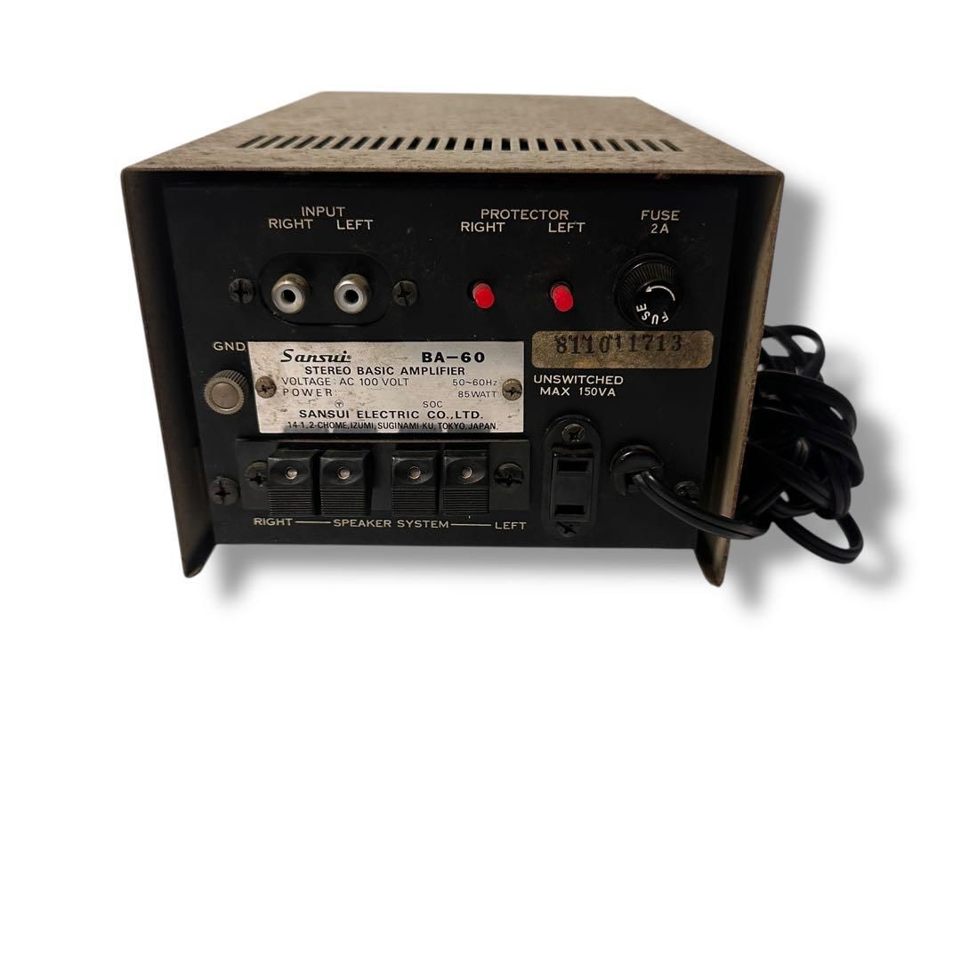 【激レア、希少品】Sansui BA-60ステレオパワーアンプ オーディオ機器 激レア、希少品】Sansui BA-60ステレオパワーアンプ オーディオ
