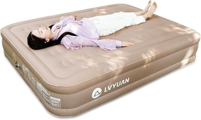 LVYUAN リョクエン エアーマット 電動エアーベッド 空気ベッド キャンプマット インフレーターマット 自動膨張式 快適な寝心地 折り畳み 超軽量 コンパクト 来客用 予備ベッド 家庭用 電動式ポンプ 収納袋付き ダブルサイズ-PVC素材