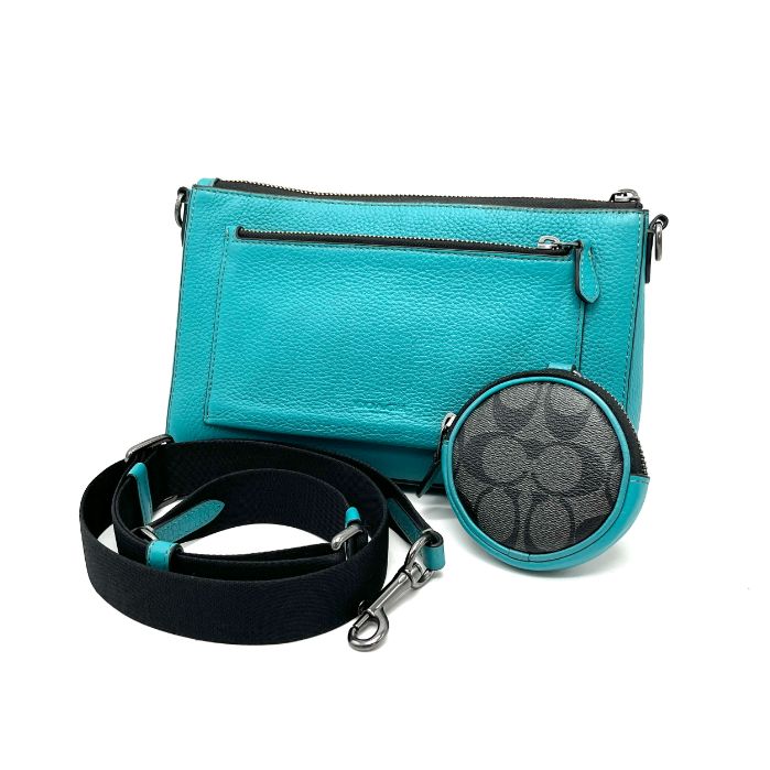 COACH コーチ ポーチ付き レザー ショルダー バッグ eY09200N