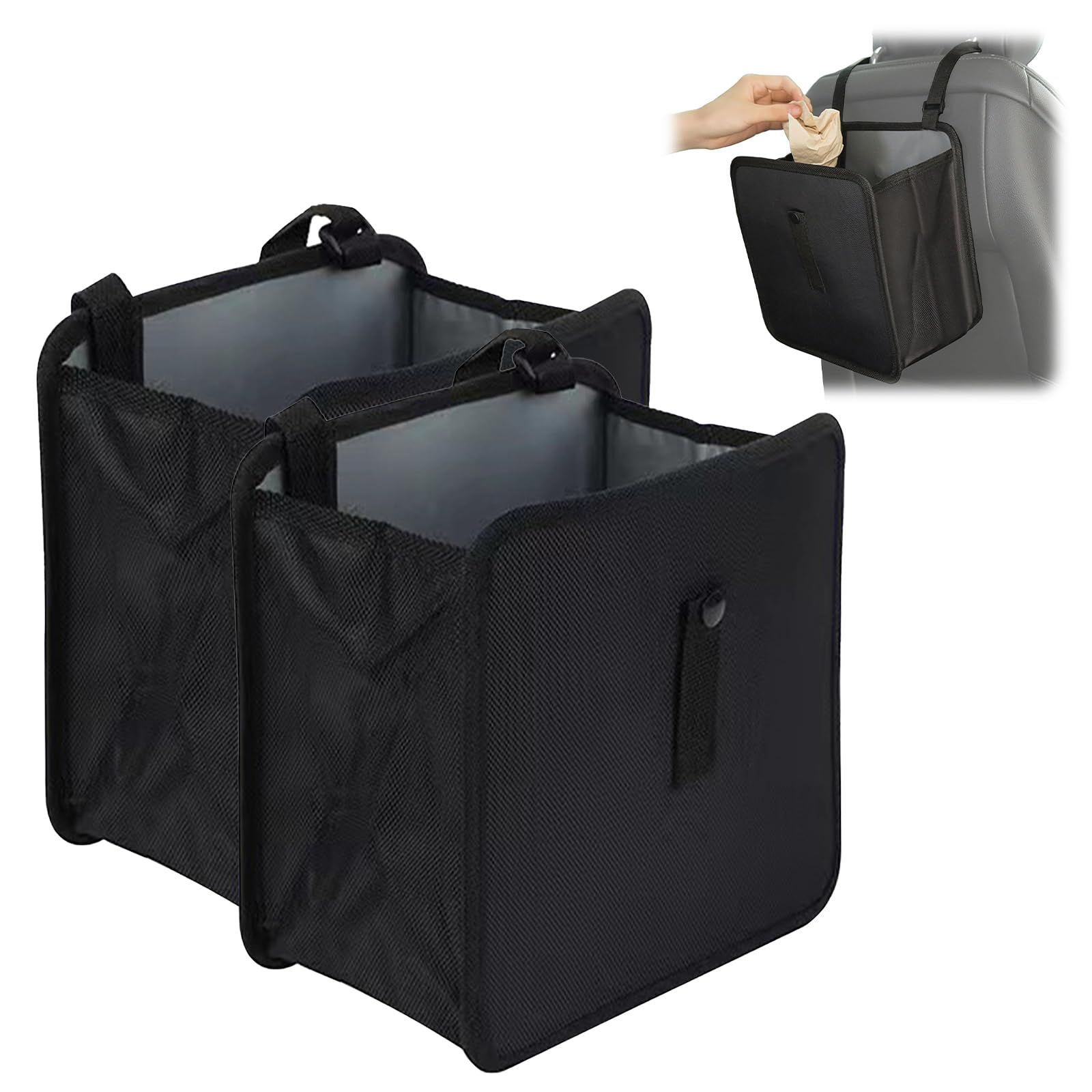 【在庫処分】ゴミ箱 2個セット 車載収納ボックス 28x28x14.5cm シートバックポケット 車用ゴミ袋 車 カー用品 便利グッズ 大容量 折り畳み 小物入れ 後部座席収納 省スペース 防水 コンパクト 
