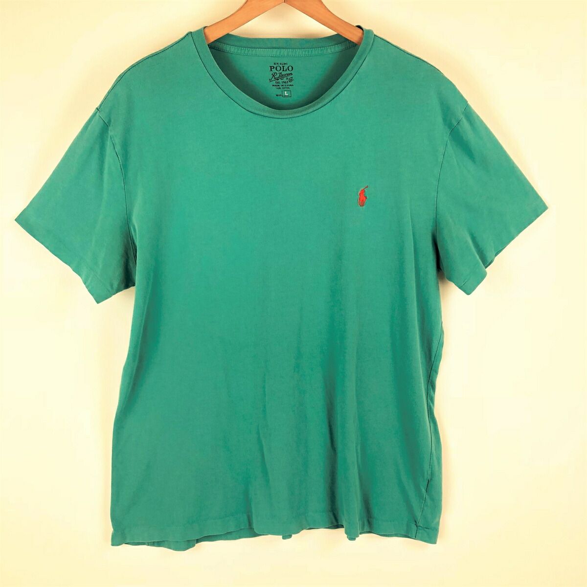 【古着】 RALPH LAUREN ラルフローレン ワンポイントTシャツ ブルー系 メンズL 【中古】 n003720