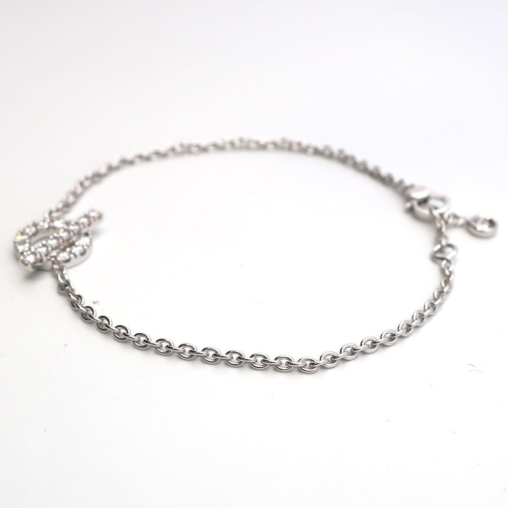 天白】HERMES エルメス フィネス ブレスレット ST K18WG 750 ホワイト