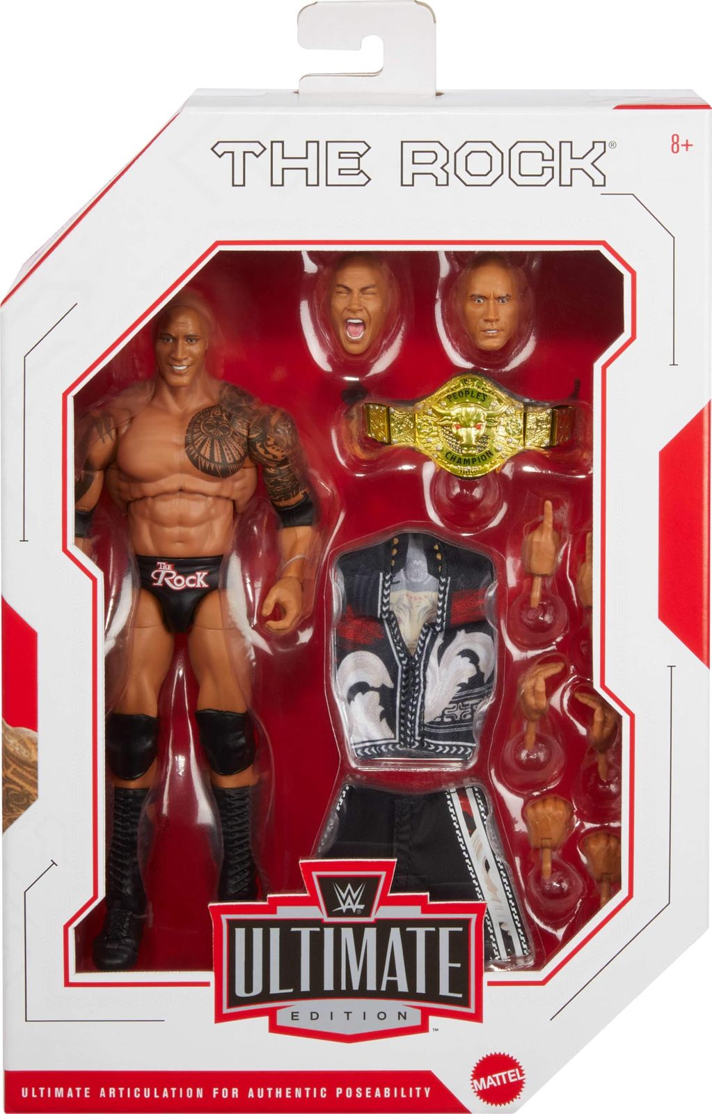 Mattel WWE エディション アクションフィギュア - 6インチ ザ ロック コレクターセット 交換 なヘッド-ハンド 30関節ポイント The Rock
