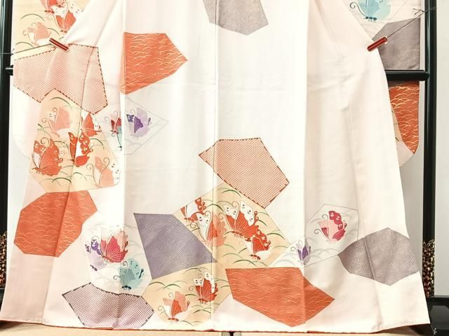 振袖 豪華 蝶 金駒 銀彩 刺繍 身丈158cm 撥水加工済 平和屋着物▽豪華振袖 駒刺繍 絞り 花蝶文 黒地 金銀彩 正絹