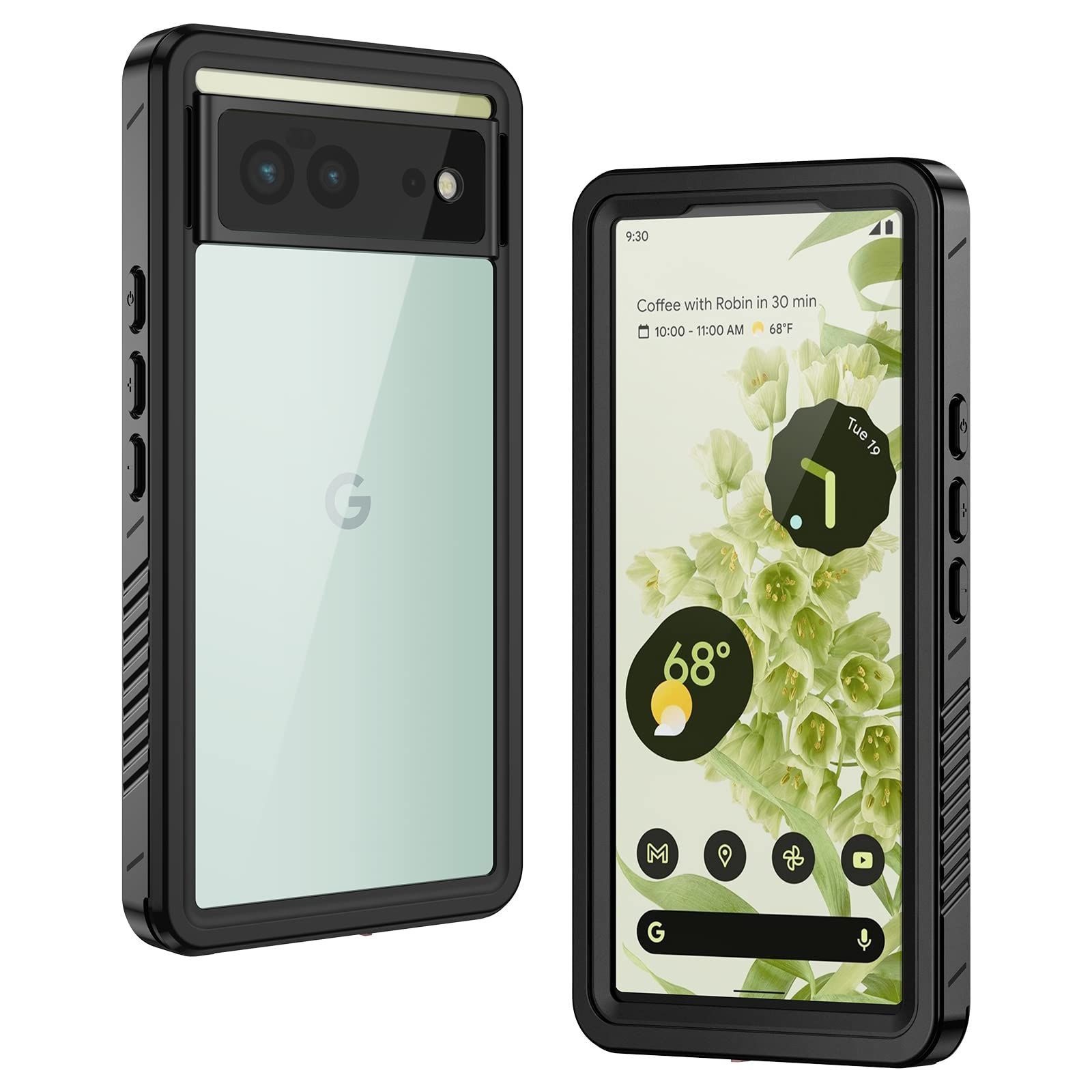 【新着商品】ブラック/クリア 6用 Pixel Pixel Google 頑丈な保護カバー フルボディ スクリーンプロテクター内蔵 耐衝撃ケース 防塵 IP68防水 6用ケース Lanhiem