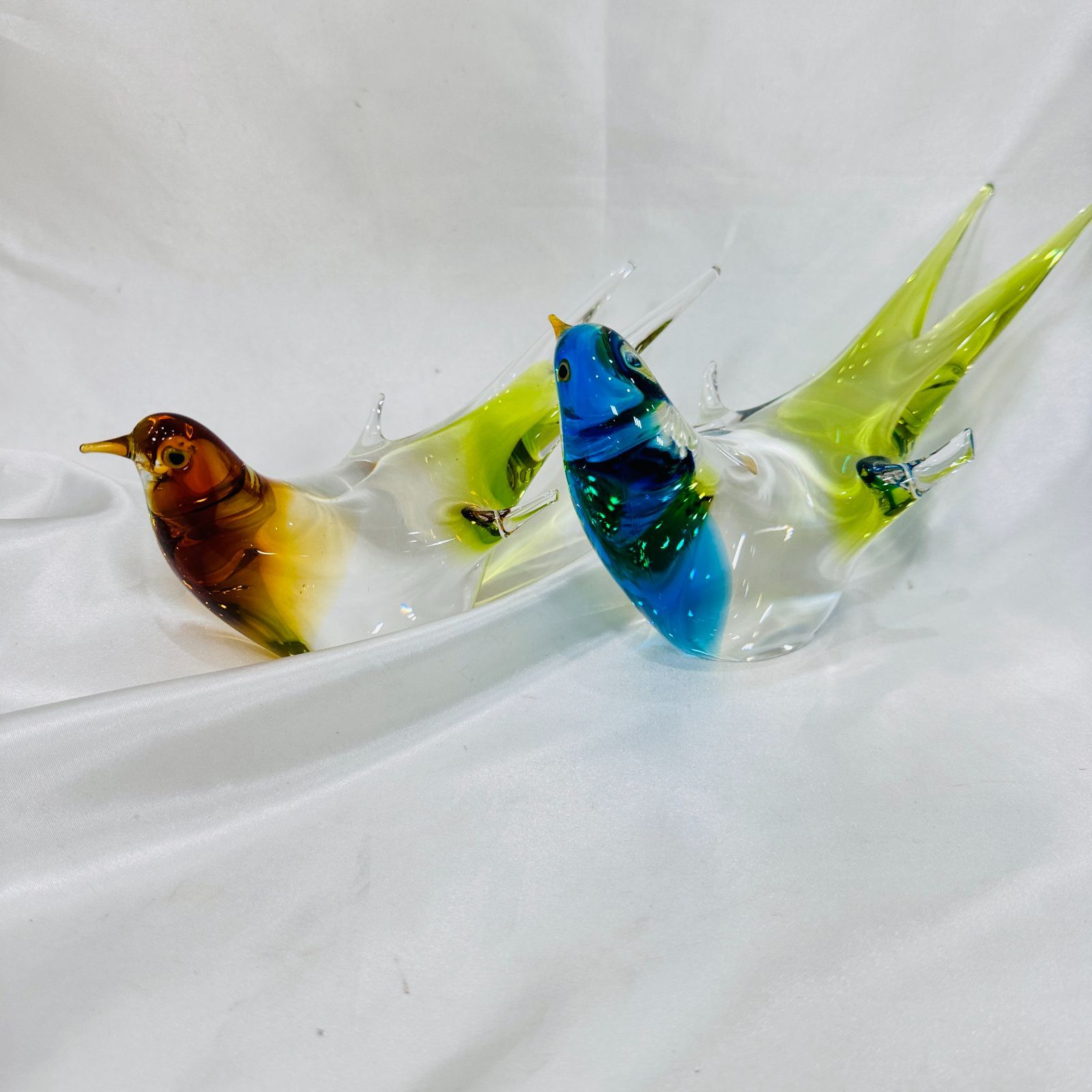 A【未使用・保管品】マルティグラス ガラスの置物 燕 つばめ ペア 