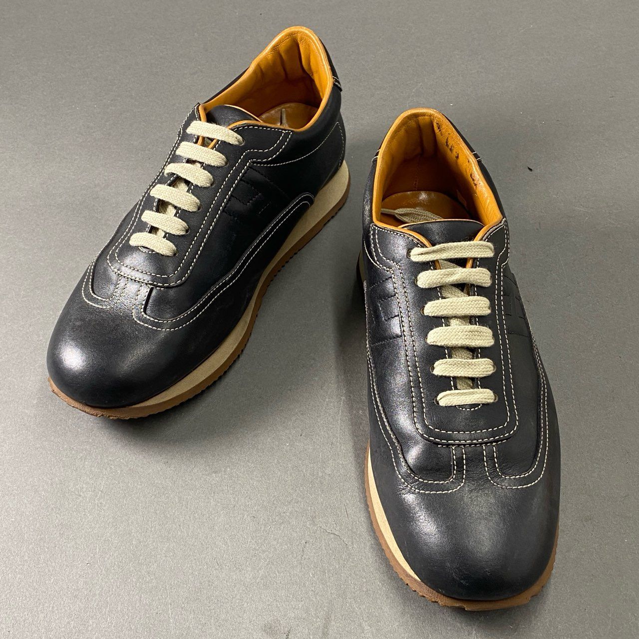 2f13 HERMES エルメス クイック レザースニーカー 40 1/2 ブラック 