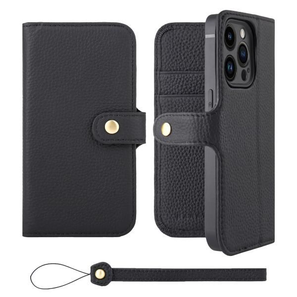 HANATORA] iPhone14 Pro ケース 手帳型 本革 シュリンクカーフレザー