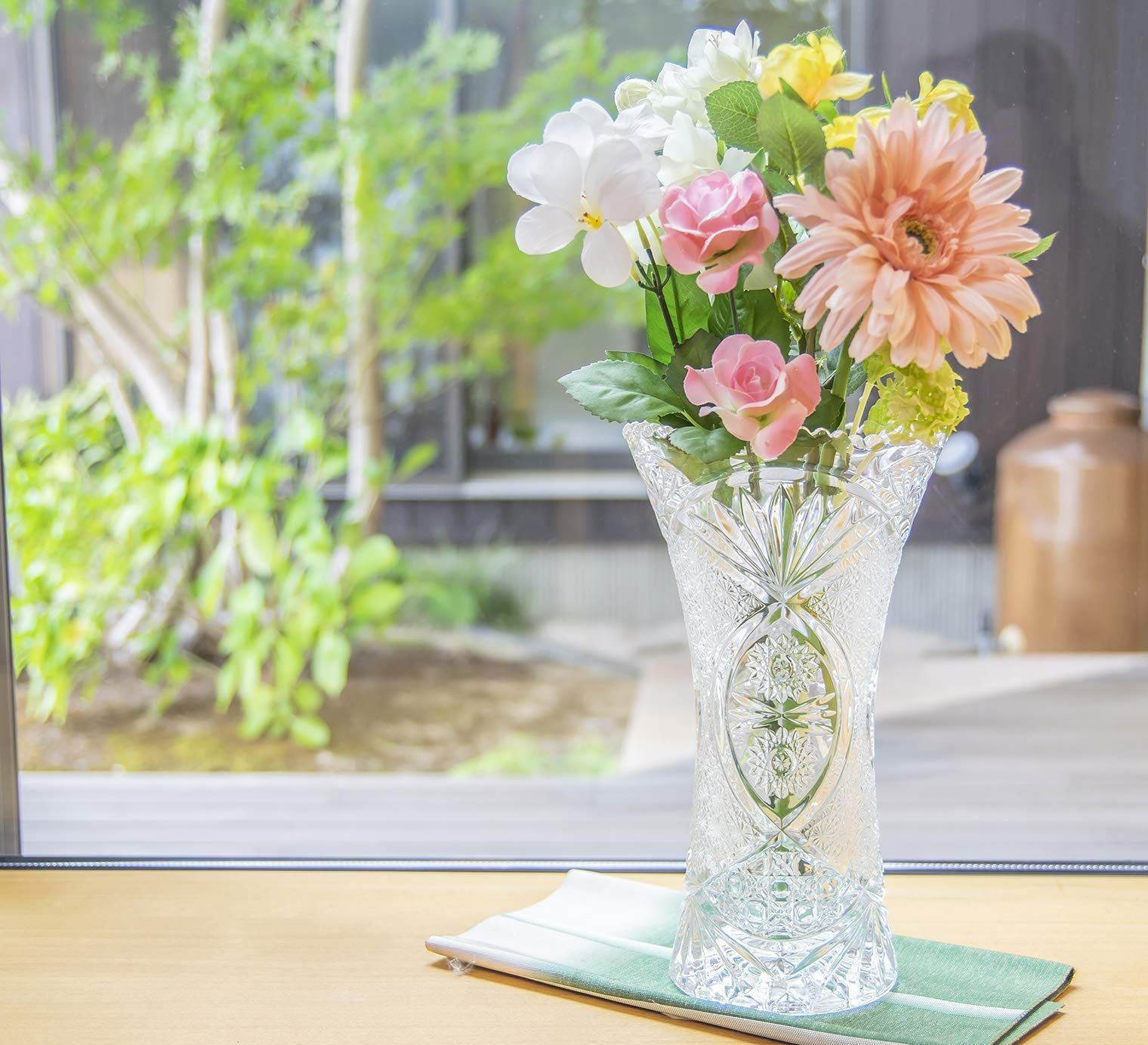 在庫処分】ソリティア ガラス花瓶 LL [直径約16.8x高さ約28.5cm