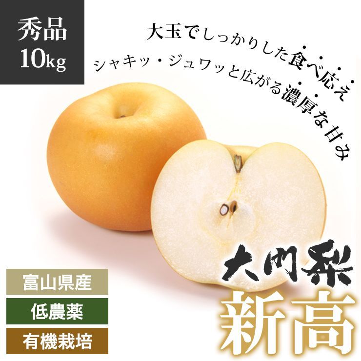 ［当日発送可］呉羽梨 10kg 減農薬有機栽培　規格外　292 予約 10月上旬出荷予定】秀品 大門梨 低農薬 有機栽培 新高 10kg 富山
