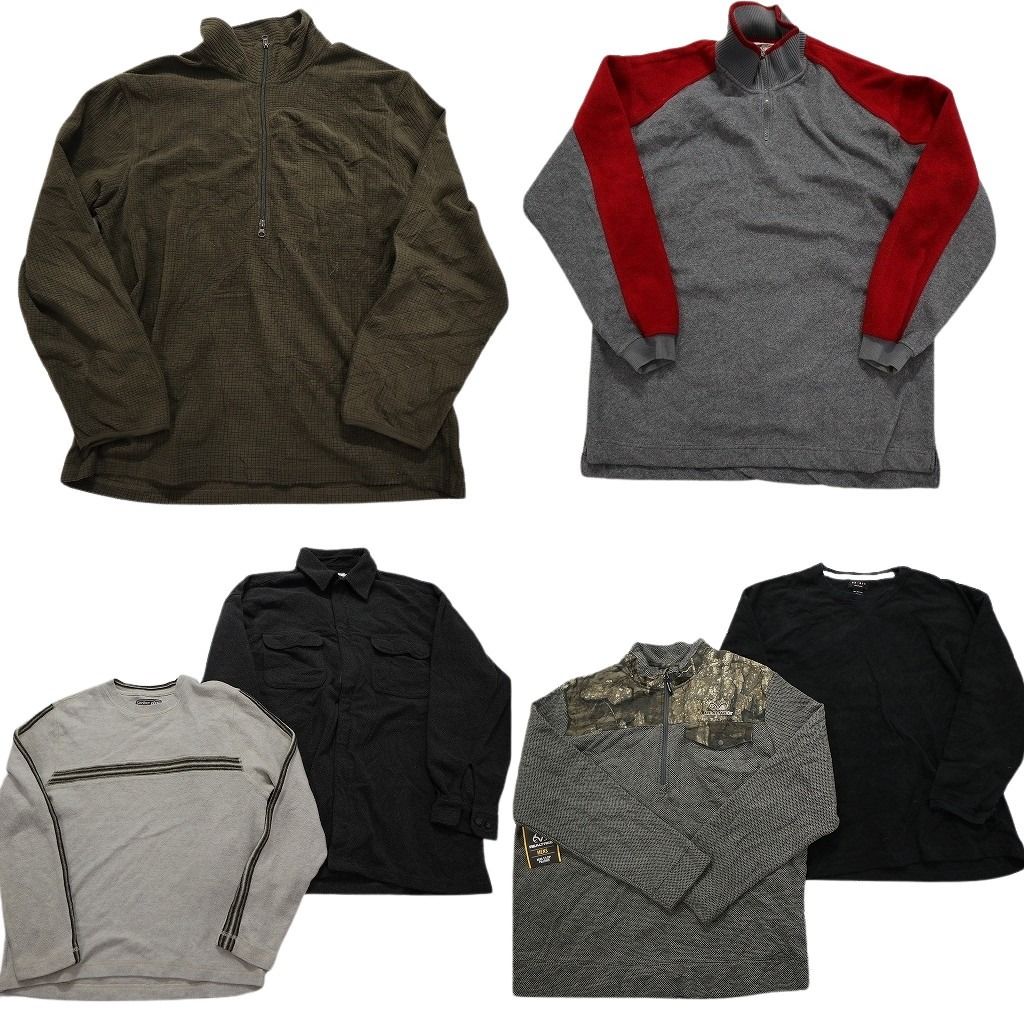 古着卸 まとめ売り フリース 6枚セット (メンズ Ｌ /XL ) ハーフジップ リアルツリー プルオーバー シャツ 切り替え  中古 古着 MX7202
