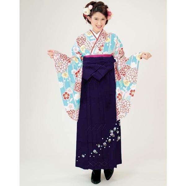 二尺袖 着物 袴フルセット ジュニア用へ直し 135cm～150cm HL 水色 袴変更可能 卒業式 NO25383-05 NO39934