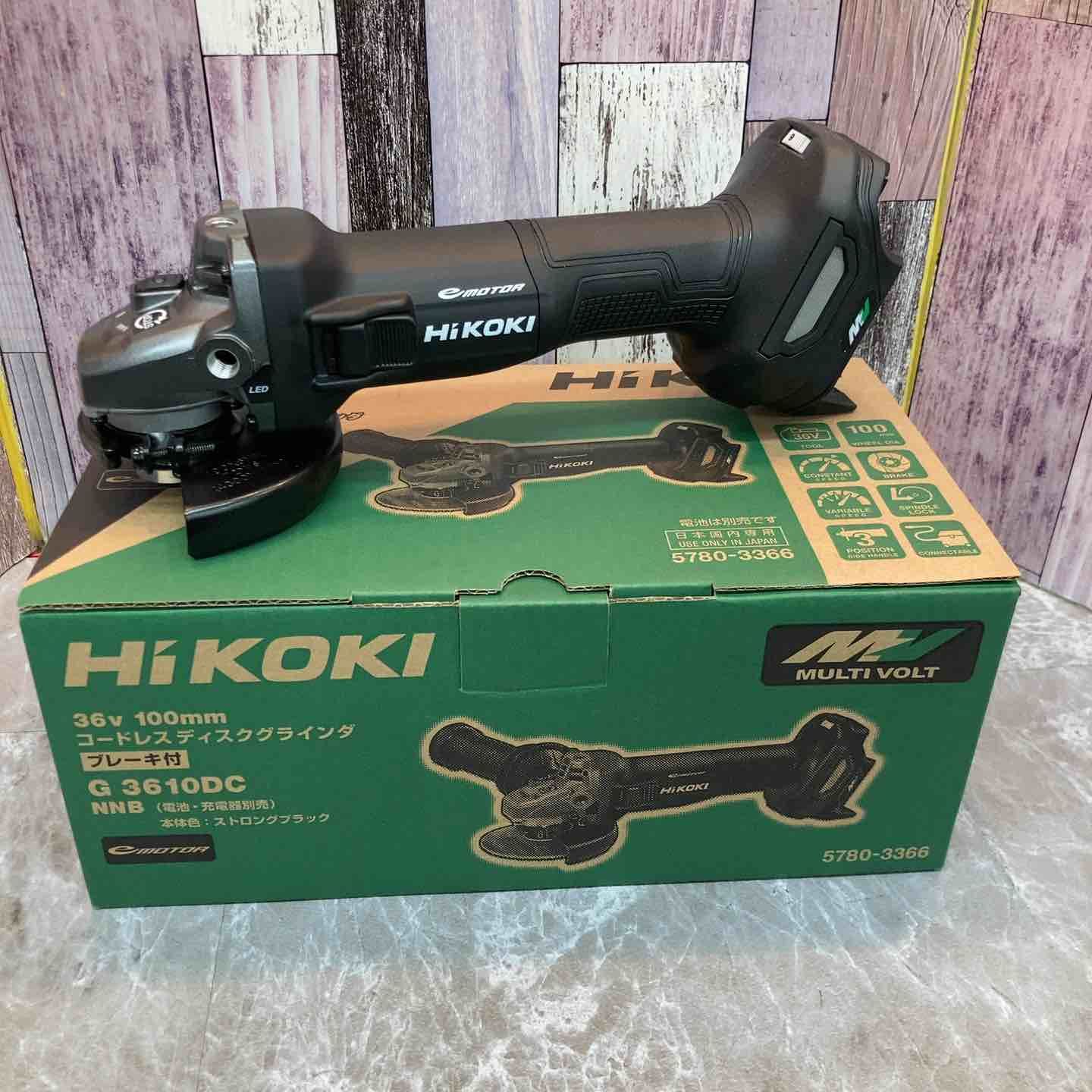 HiKOKI ハイコーキ 36V 充電式 ディスクグラインダ G3610DC ブラック トイシ径100mm スライドスイッチ 蓄電池 充電器 ケース別売 G3610DC NNB 八潮店