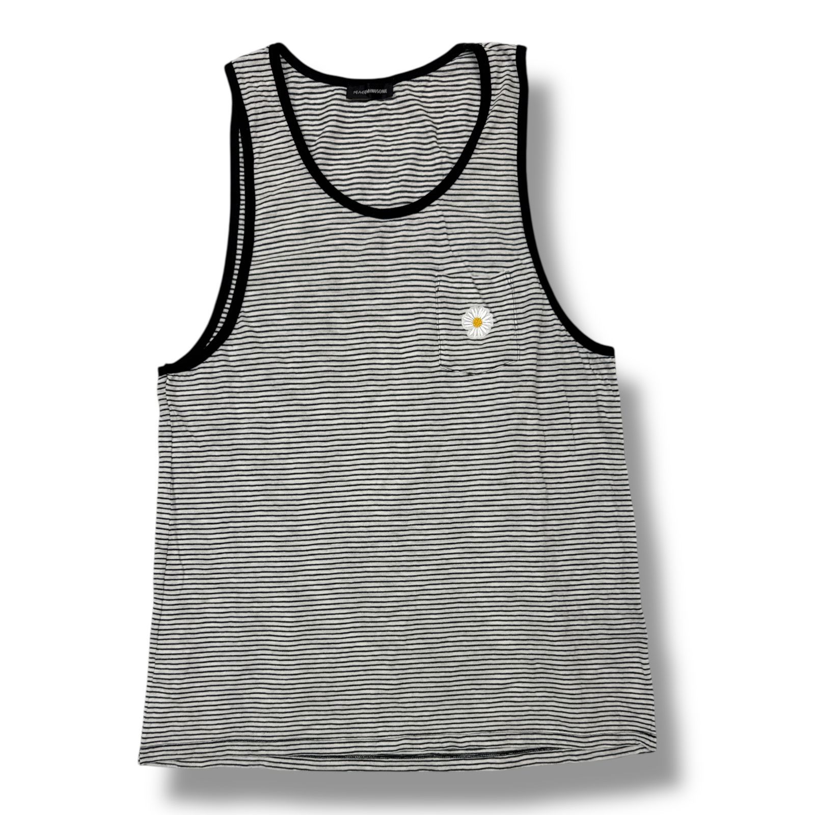 peaceminusone lazy daisy stitch Front pocket striped tank top 