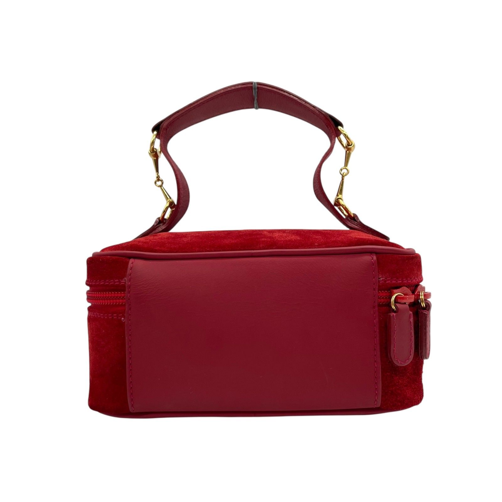 GUCCI グッチ バニティバッグ ポーチ スエード レザー ホースビット 赤 GUCCI グッチ ホースビット バニティポーチ ミニハンドバッグ 赤