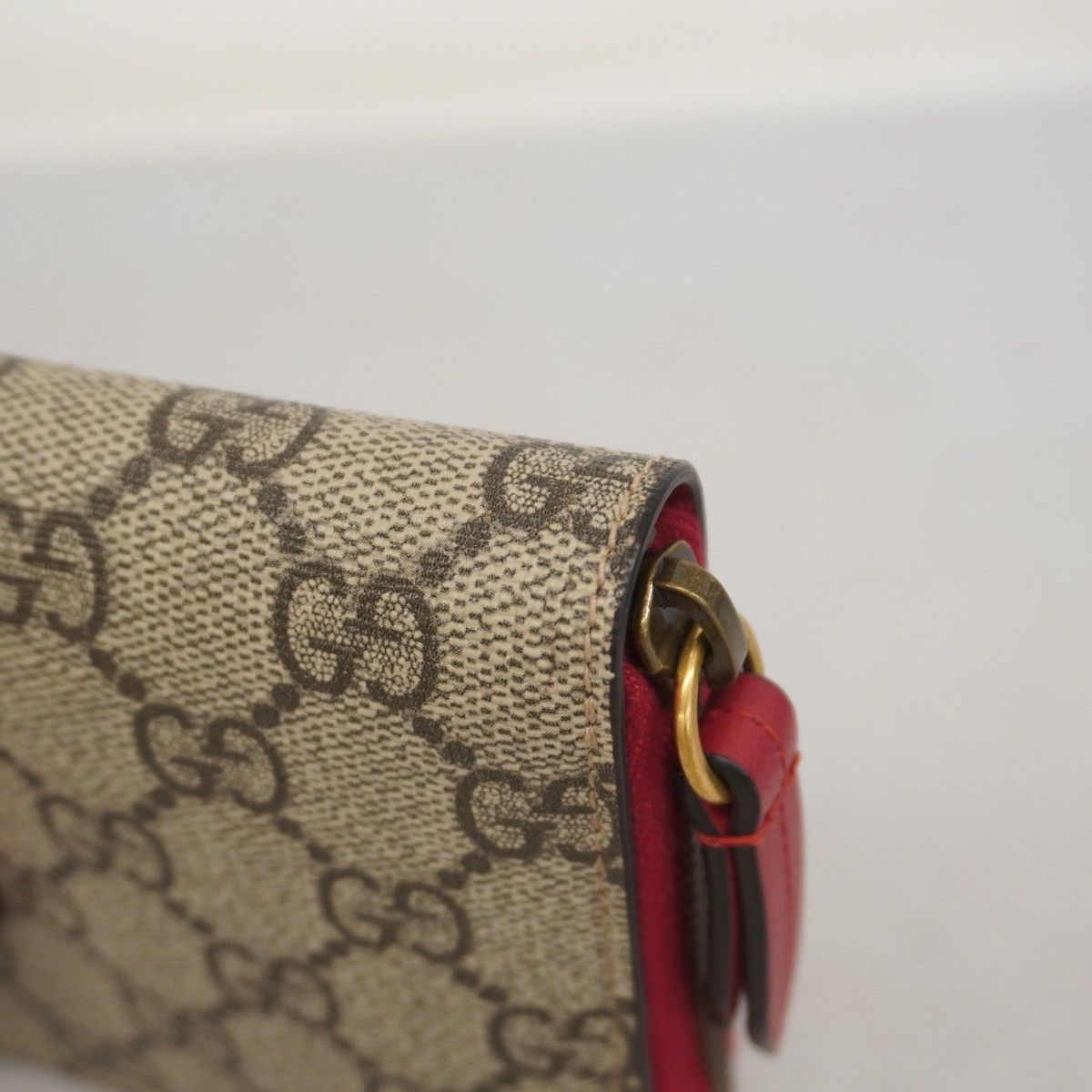 5ie5996-h】グッチ 長財布 GGスプリーム チェリー 476049 PVC ベージュ  