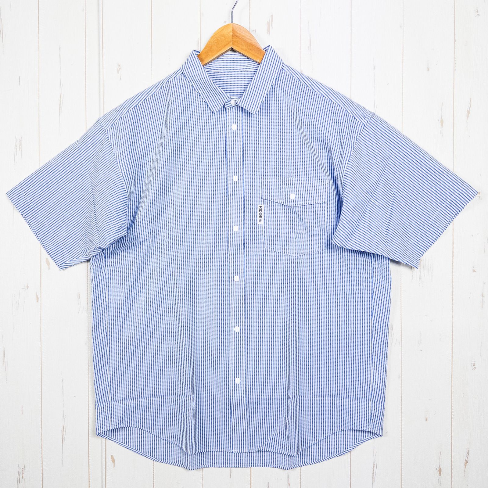 Men s S ブルー系 Ridge Mountain Gear リッジマウンテンギア ベーシック ショートスリーブシャツ ストライプ Basic Short Sleeve Shirt Stripe Blue | White ポ