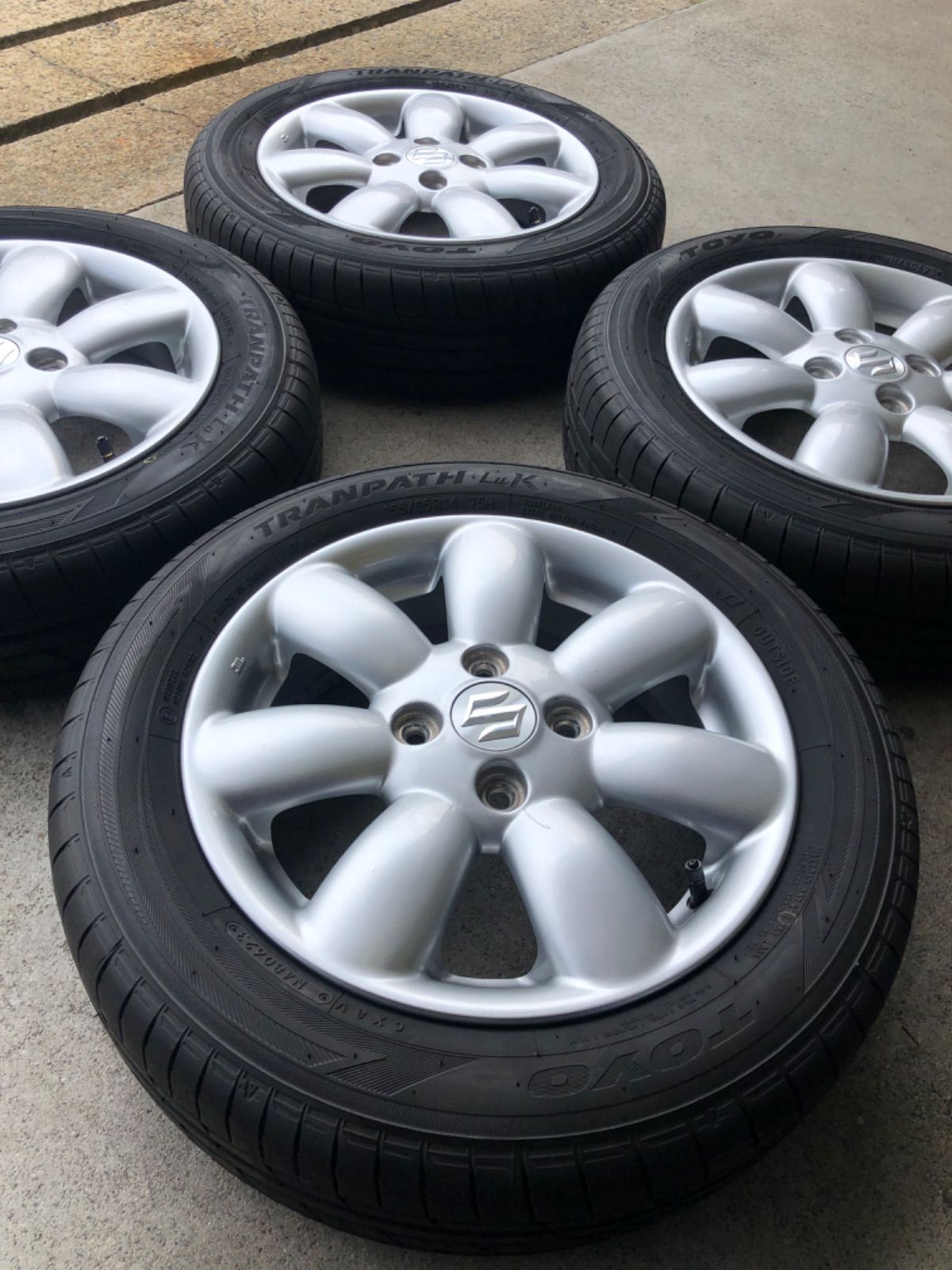 イボありバリ山☆アルミタイヤセット☆155/65R14 23年 バリ山 スズキ 純正アルミホイール 155/65R14 ラパン