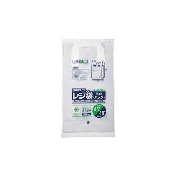 （まとめ）ジャパックス レジ袋バイオ エンボス乳白45号 100P GRE45【