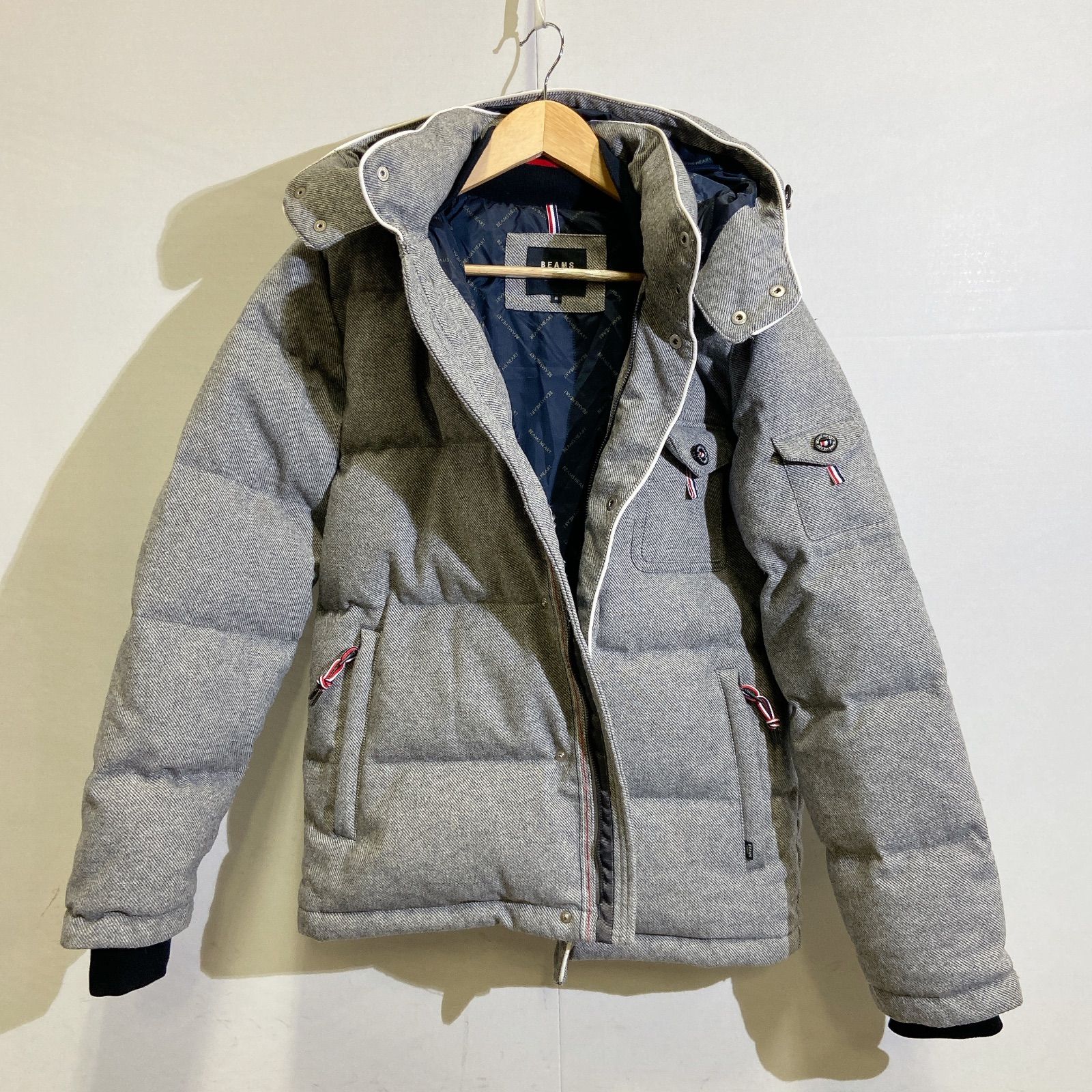BEAMS HEART ビームスハート ウール ツイル ダウンジャケット グレー M 