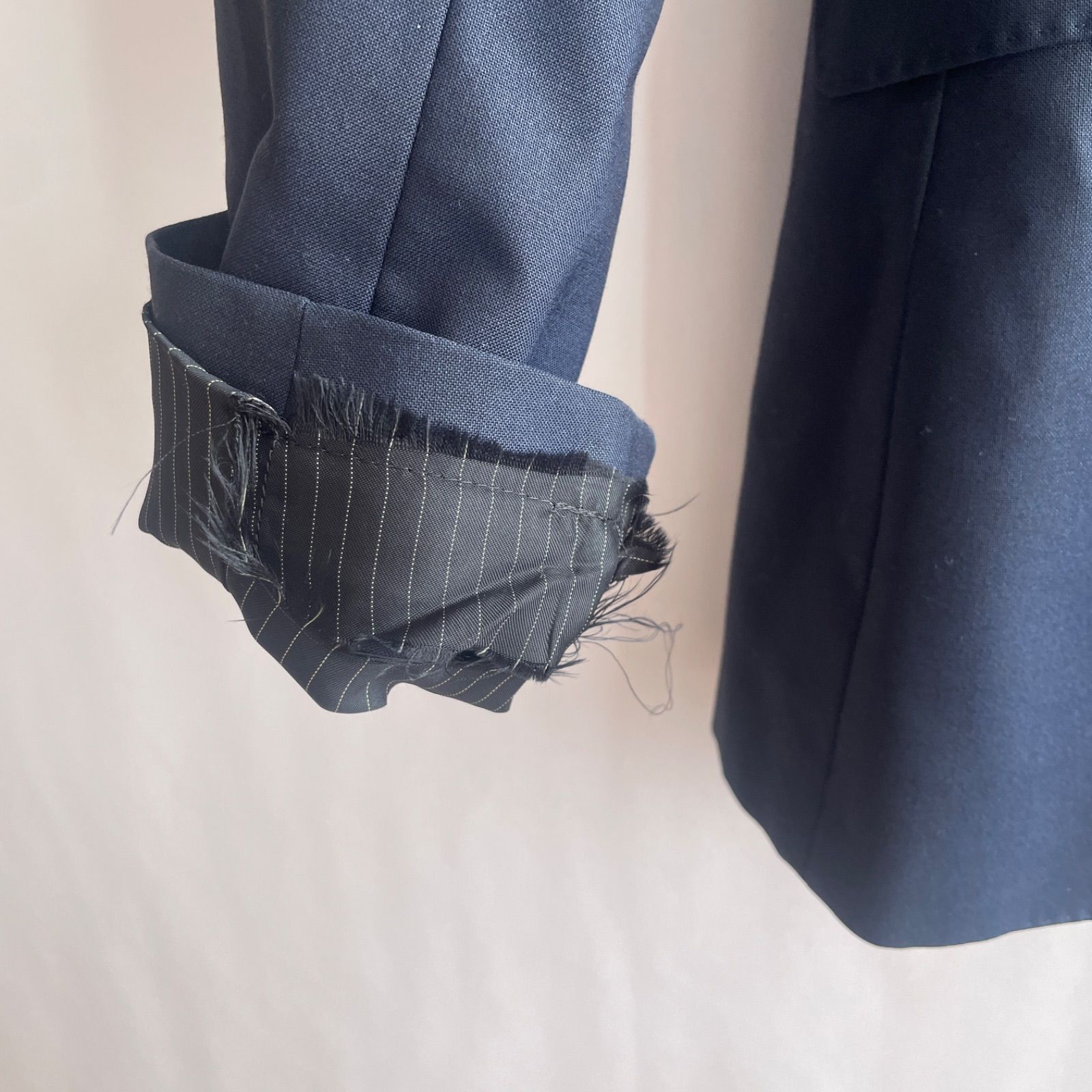 【美品】 スーツセレクト スーツ セットAB6 背抜き 春夏 ウール ネイビー 美品】SUIT SELECT スーツセレクト セットアップ 背抜き ビジネス