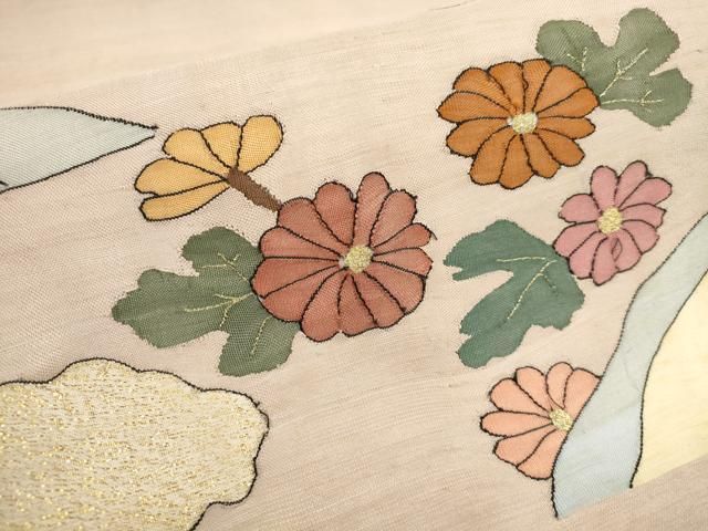 平和屋着物▽明綴れ 袋帯 枝花文 金糸 正絹 逸品 AAAQ7601wj