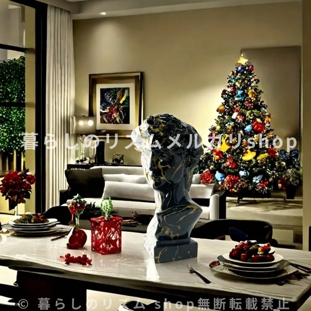 置物 ギリシャ像装飾 ダビデの胸像 銅像 白 黒 ホワイト ブラック インテリア おしゃれ モダン ギリシャ 北欧 アート オブジェ 玄関 オーナメント 小物 雑貨 樹脂 彫刻 室内 装飾 棚 装飾 アクセント 部屋の装飾 NEXPOTALLINN_EU