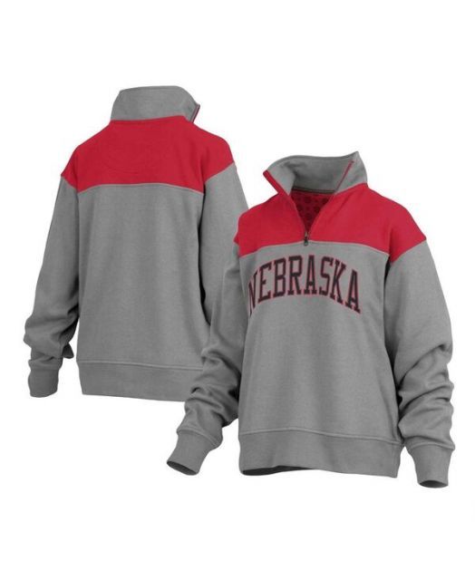 【送料無料】 プレスボックス レディース ジャケット・ブルゾン アウター Women's Gray Nebraska Huskers Avon Fleece Quarter-Zip Jacket Gray