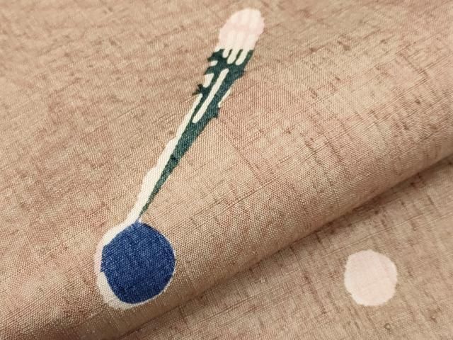 平和屋本店□極上 和染紅型 栗山紅型 栗山吉三郎 九寸名古屋帯 紬地