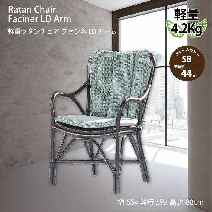 籐LDチェア ダイニングチェア ラタン ファシネLDアーム SB 幅56×奥行59×高さ88×座面高44cm