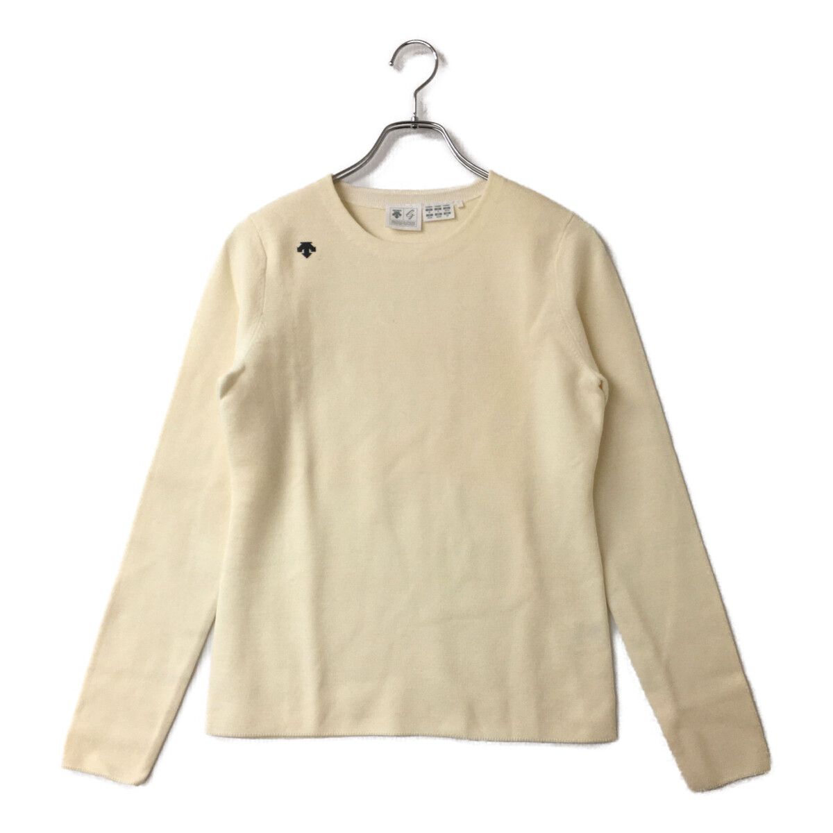中古 レディース デサントゴルフ DESCENTE GOLF セーター M 白 ホワイト 長袖クルーネックニット シンプル