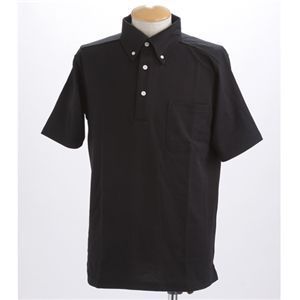 COO LBIZ 吸汗速乾ドライメッシュボタンダウン 鹿の子ポロシャツ ブラック Mサイズ
