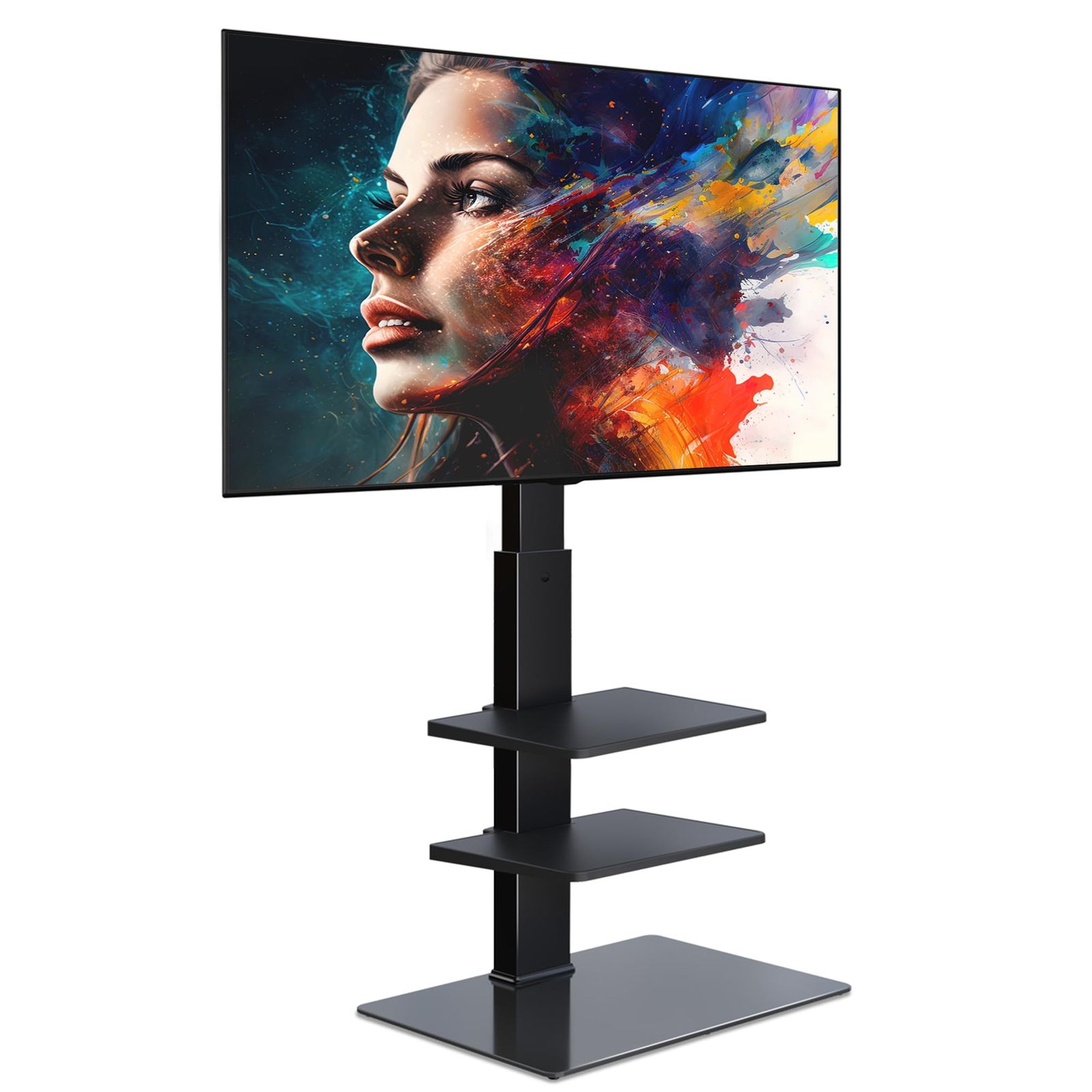 送料無料 FITUEYES テレビスタンド 壁寄せテレビスタンド 高さ調節 ラック回転 ブラック TT307001MB 3段式