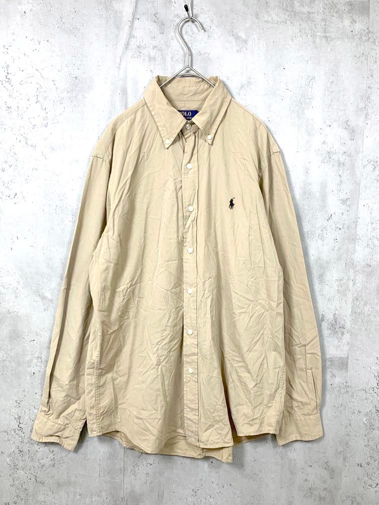 Ralph Lauren ベージュ ポロシャツ M USA Polo RALPH LAUREN ポロ ラルフローレン 長袖 ポロシャツ
