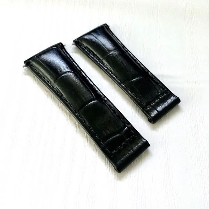 65/55mm 20mm イタリアンカーフレザー 革ベルト ブラック 黒