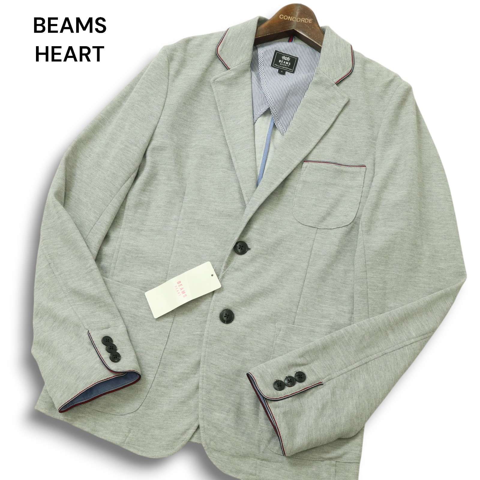 未使用級✨ビームスハート ニットテーラードジャケット ストレッチ グレー 46 BEAMS HEART（ビームス ハート）のテーラードジャケット通販