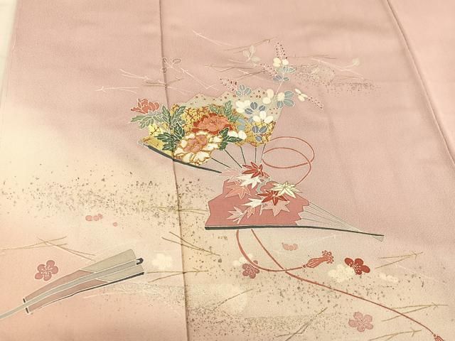 平和屋着物□訪問着 駒刺繍 扇面花文 暈し染め 金銀彩 正絹 逸品