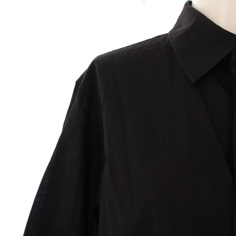 ワイズ Y's ヨウジヤマモト CELLULOSE VIYELLA FRONT TUCKED BLOUSE セルロースビエラフロントタックブラウス シャツ 五分袖 無地 2 黒 YS- ワイズ Y's ヨウジヤマモト CELLULOSE VIYELLA FRONT TUCKED