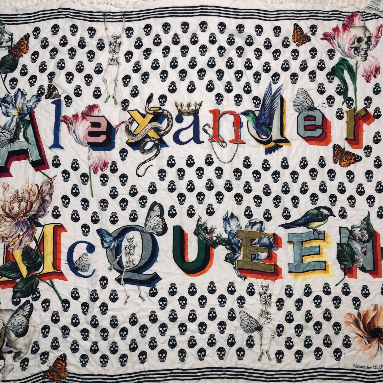 ALEXANDER McQUEEN マフラー スカル ドクロ Alexander McQueen＊ スカル スカーフ 関税/送料込 (alexander mcqueen