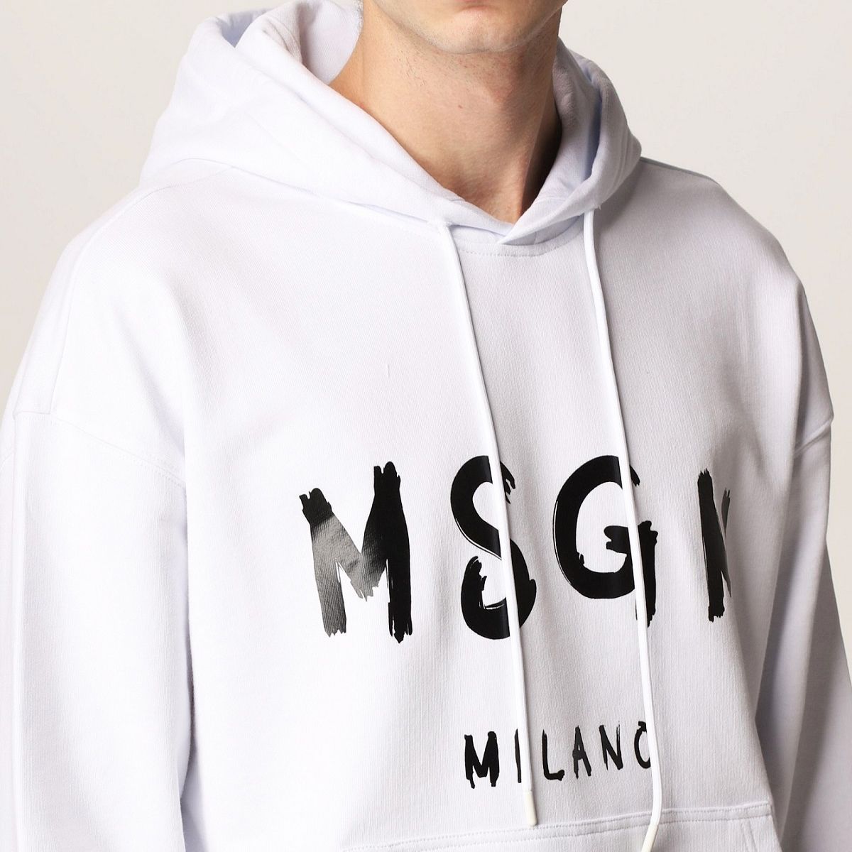 在庫格安 MSGM - 4 MSGM ブラック MILANOロゴ プルオーバー パーカー