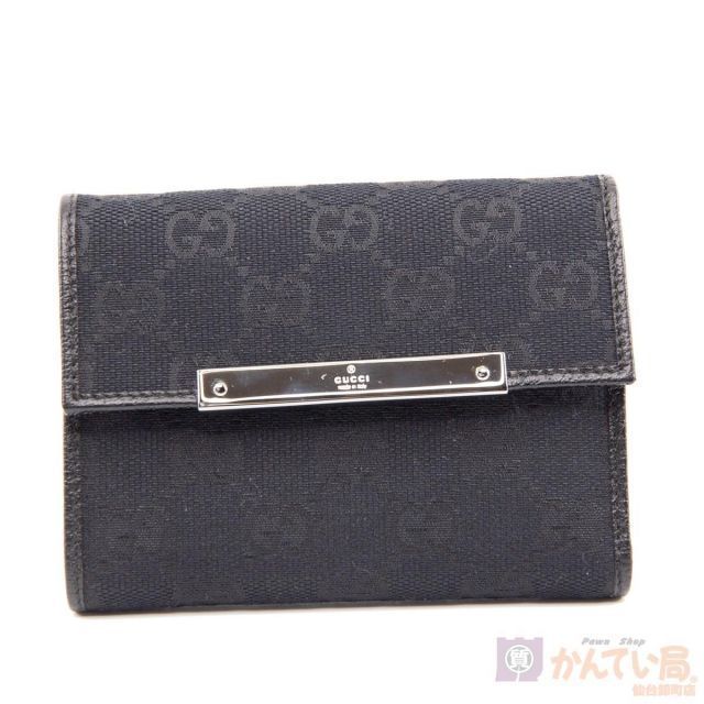 Gucci】グッチ GGキャンバス 三つ折り財布 ブラック系 131887 メンズ